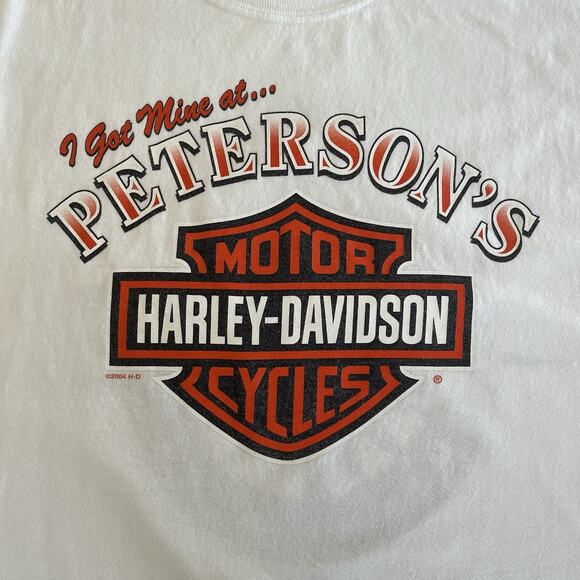 Harley Davidson Motor Cycles White Y2K Petersons Miami FL VTG T Shirt 2004 2XL - Picture 4 of 8